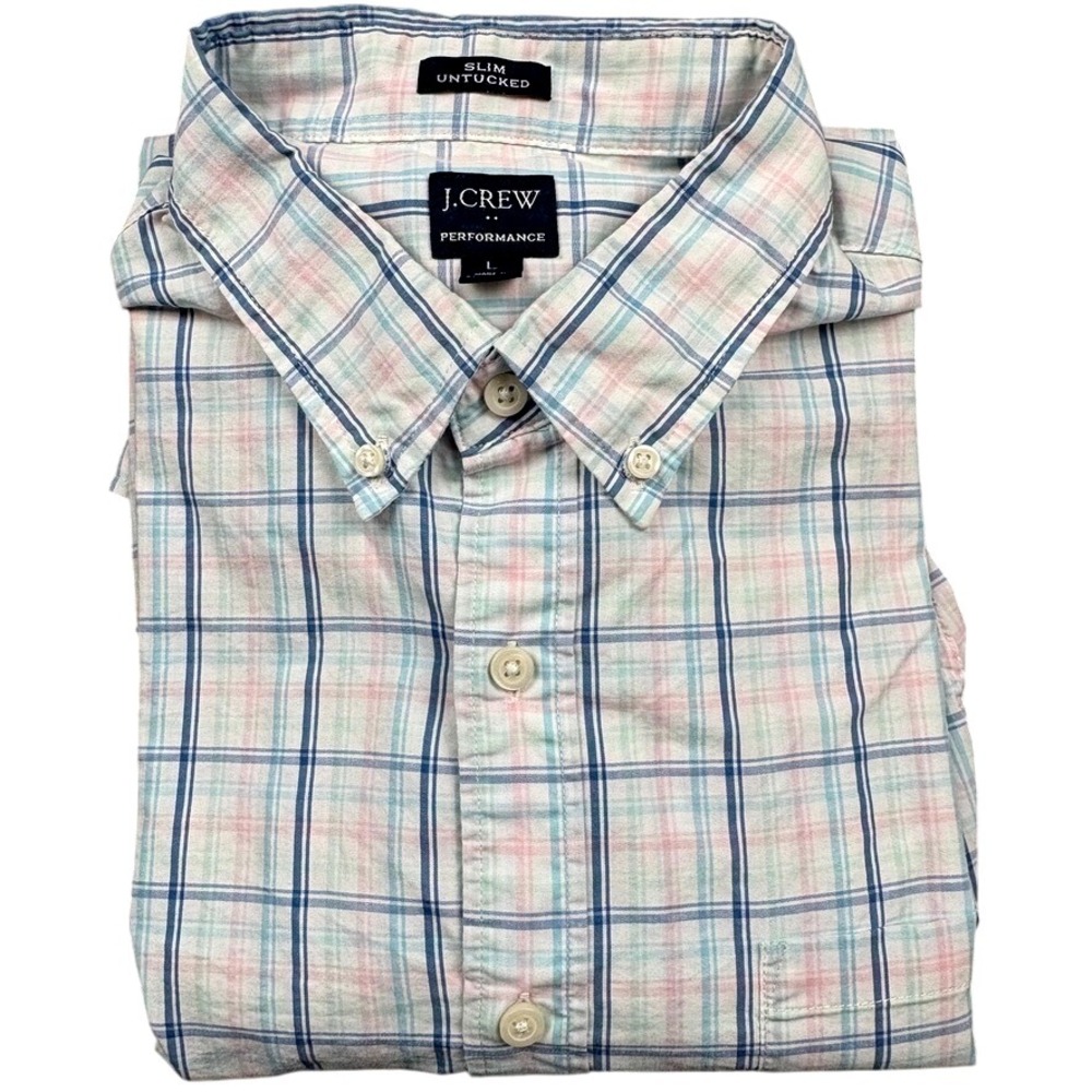 J.Crew Mens Performance Slim Untucked Plaid Button Down Shirt‎ Size L